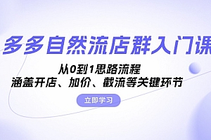 多多自然流店群入门课,从0到1思路流程,涵盖开店、加价、截流等关键环节