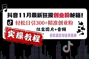 抖音11月最新狂揽创业粉秘籍,轻松日引300+精准创业粉,仅需图片+音频,轻松搞定创业类视频