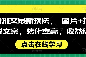 小说推文最新玩法, 图片+搭配小说文案,转化率高,收益稳定
