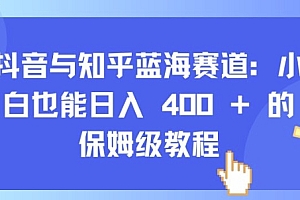 抖音与知乎蓝海赛道:小白也能日入 4张 的保姆级教程