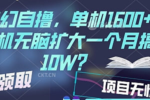 梦幻挂机自撸金,单机1600+超稳定收益,一天见收益,直接扩大