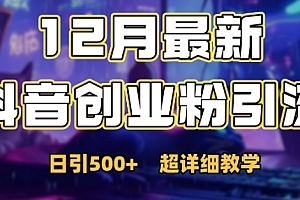 最新公开:12月份抖音日引500+创业粉秘籍
