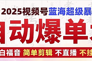 2025视频号蓝海超级暴利自动爆单术1.0 ,小白褔音 简单剪辑 不直播 不挂车