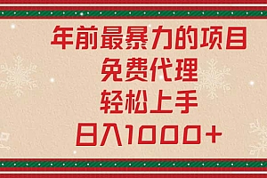 年前最暴力的项目,免费代理,轻松上手,日入1000+