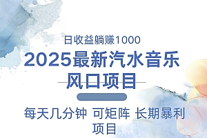 2025最新汽水音乐躺赚项目 每天几分钟 日入1000+
