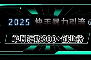 2025年快手6.0保姆级教程震撼来袭,单日狂吸300+精准创业粉